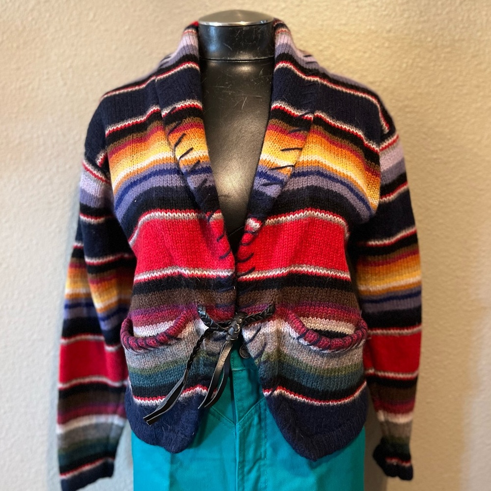 VINTAGE STRIPED WOOL CARDIGAN SWEATER
